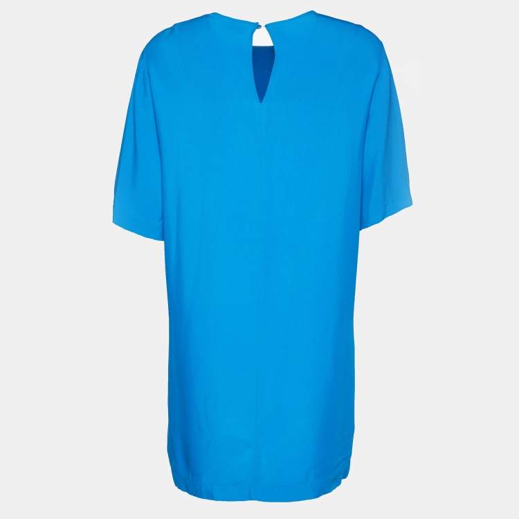 Pre Owned Emilio Pucci Blue Crepe Bead Embellished Tunic S
