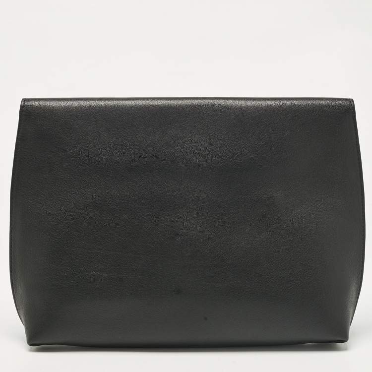 Pre Owned Emilio Pucci Black/Blue Newton Print Leather Envelope Clutch