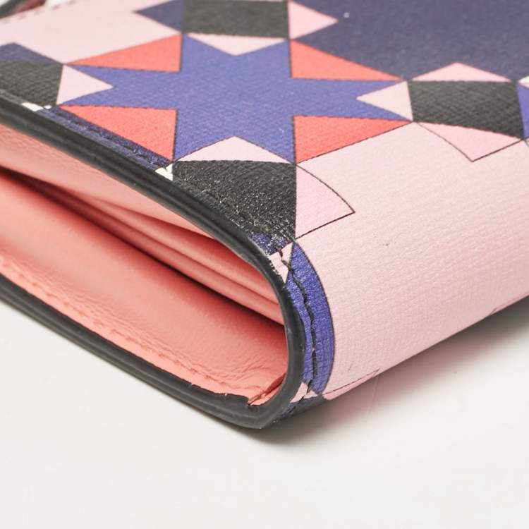 Pre Owned Emilio Pucci Multicolor Printed Leather Zip Compact Wallet