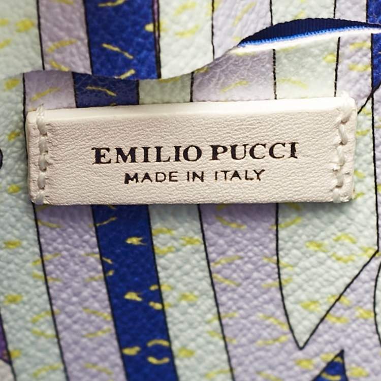 Pre Owned Emilio Pucci White/Multicolor Coated Canvas Boston Bag