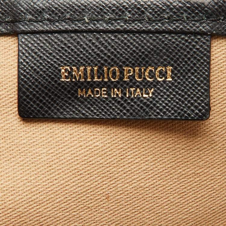 Pre Owned Emilio Pucci Multicolor Printed Coated Canvas and Leather Shopper Tote