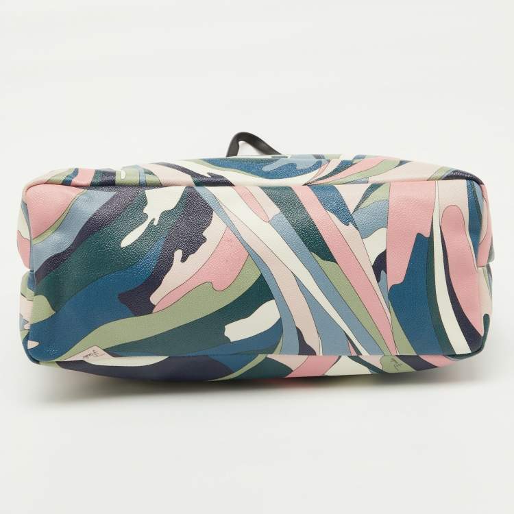 Pre Owned Emilio Pucci Multicolor Printed Coated Canvas and Leather Shopper Tote