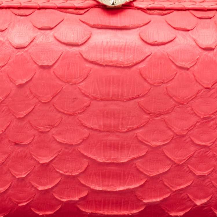 Pre Owned Emilio Pucci Neon Pink Python Eagle Box Clutch