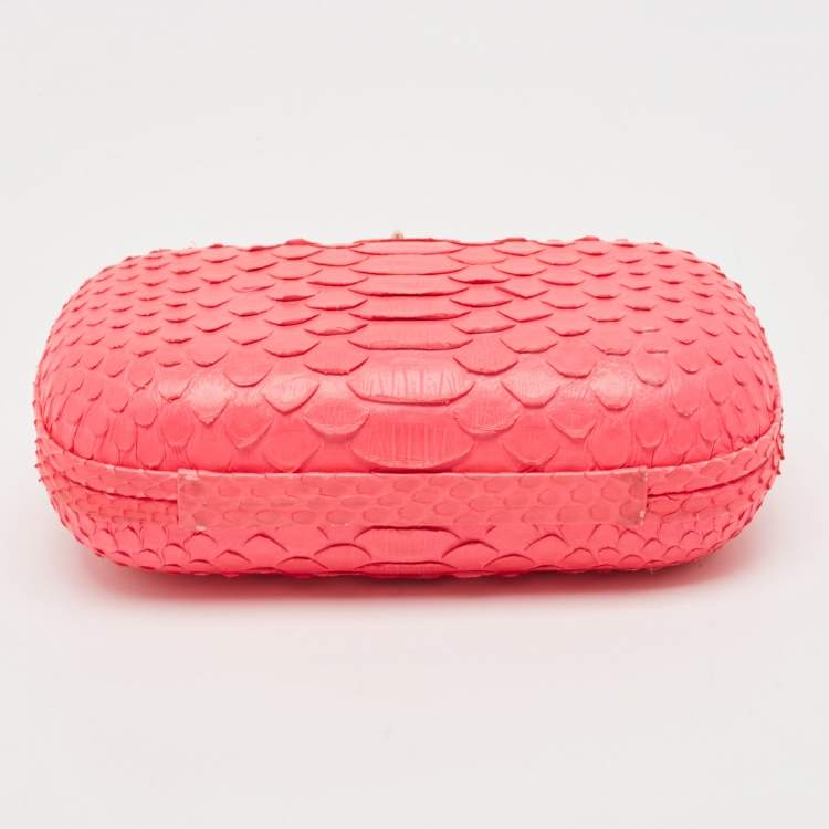 Pre Owned Emilio Pucci Neon Pink Python Eagle Box Clutch