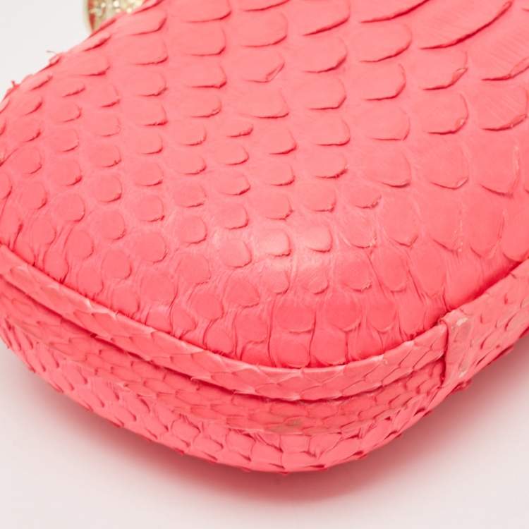 Pre Owned Emilio Pucci Neon Pink Python Eagle Box Clutch