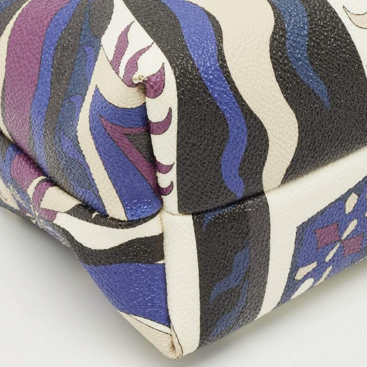 Pre Owned Emilio Pucci Multicolor Printed Coated Canvas and Leather Clutch Bag