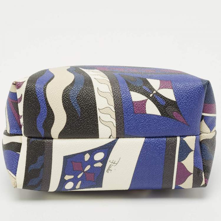 Pre Owned Emilio Pucci Multicolor Printed Coated Canvas and Leather Clutch Bag