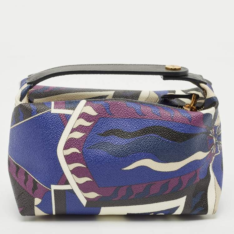 Pre Owned Emilio Pucci Multicolor Printed Coated Canvas and Leather Clutch Bag