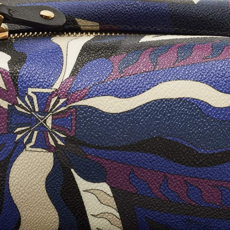 Pre Owned Emilio Pucci Multicolor Printed Coated Canvas and Leather Clutch Bag