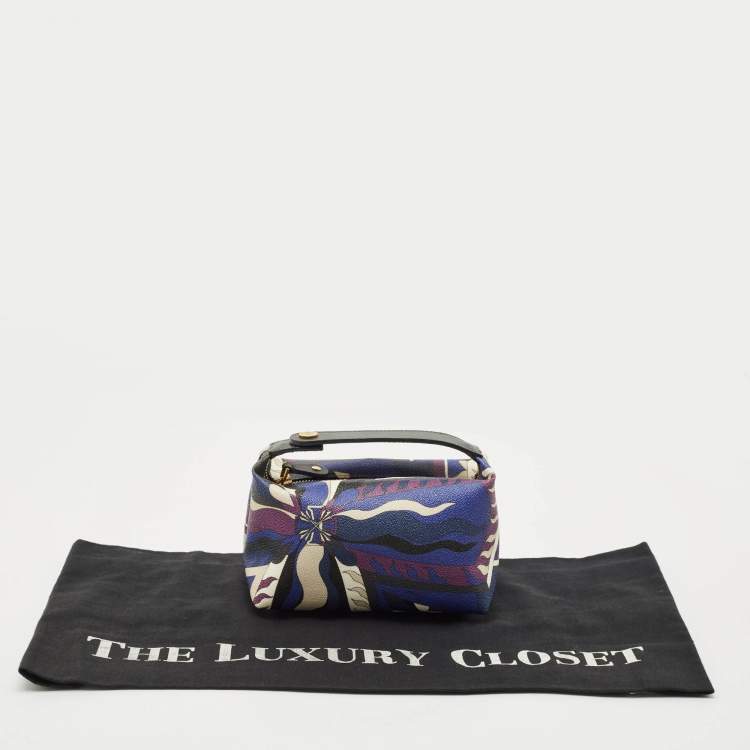 Pre Owned Emilio Pucci Multicolor Printed Coated Canvas and Leather Clutch Bag