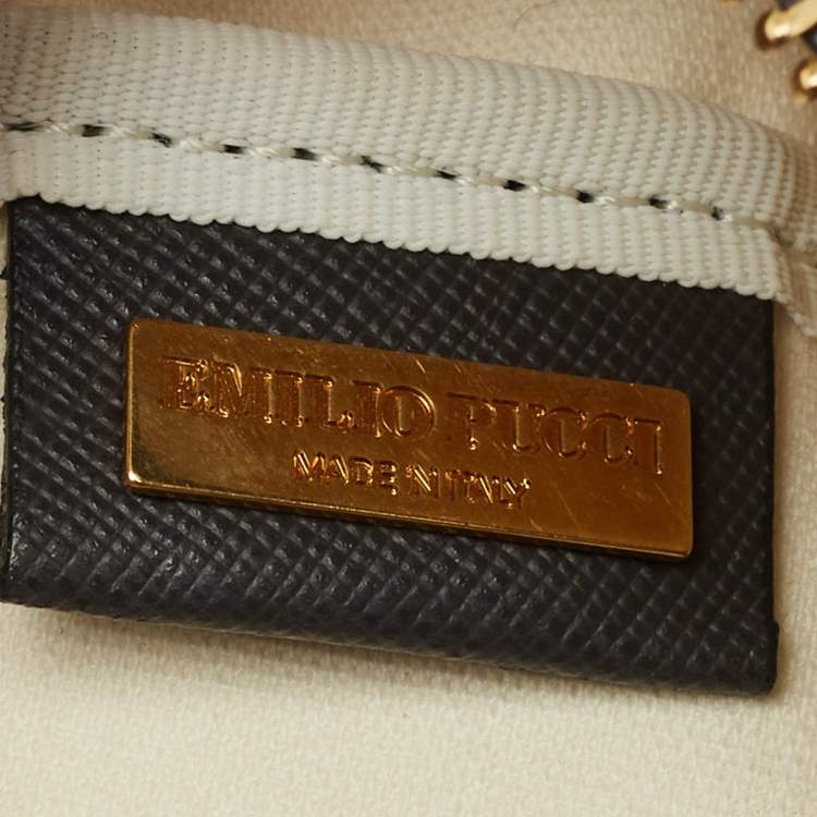 Pre Owned Emilio Pucci Multicolor Printed Coated Canvas and Leather Clutch Bag