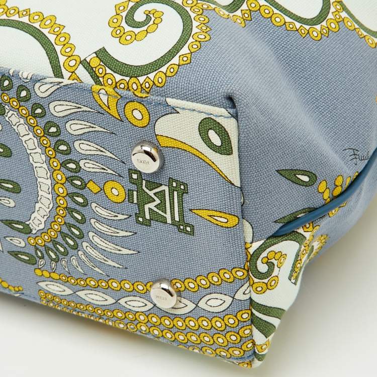 Pre Owned Emilio Pucci Multicolor Canvas and Leather Shopper Tote