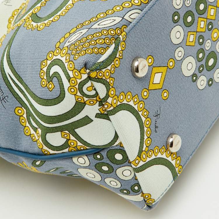 Pre Owned Emilio Pucci Multicolor Canvas and Leather Shopper Tote