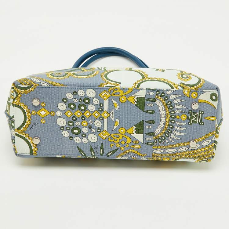 Pre Owned Emilio Pucci Multicolor Canvas and Leather Shopper Tote
