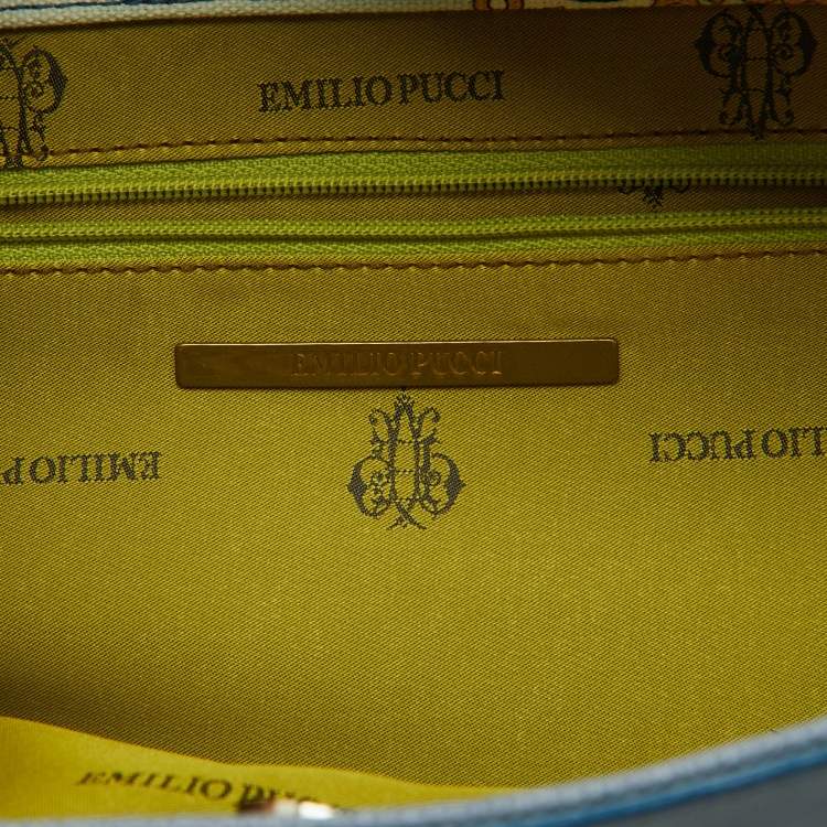 Pre Owned Emilio Pucci Multicolor Canvas and Leather Shopper Tote