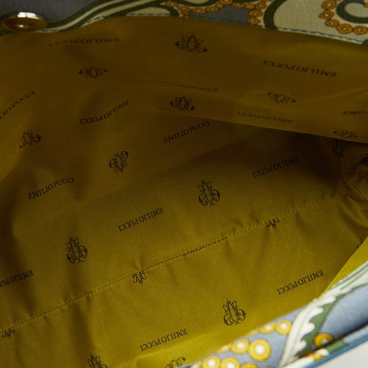 Pre Owned Emilio Pucci Multicolor Canvas and Leather Shopper Tote