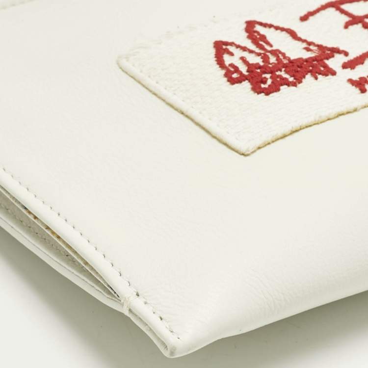 مملوكة مسبقًا Emilio Pucci White Leather Wristlet Zip Pouch