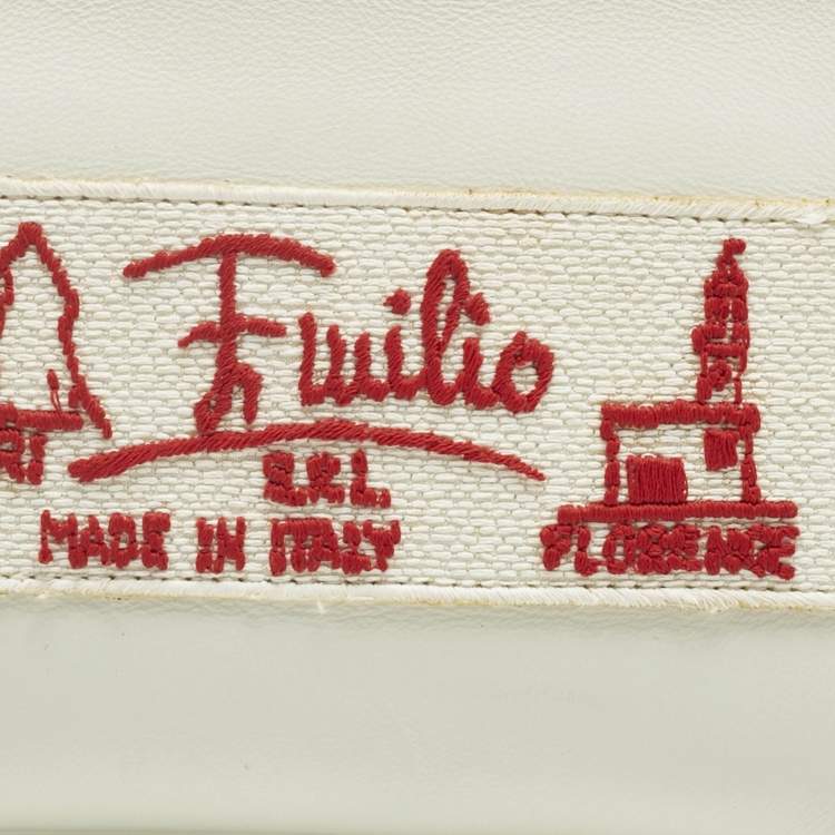 مملوكة مسبقًا Emilio Pucci White Leather Wristlet Zip Pouch