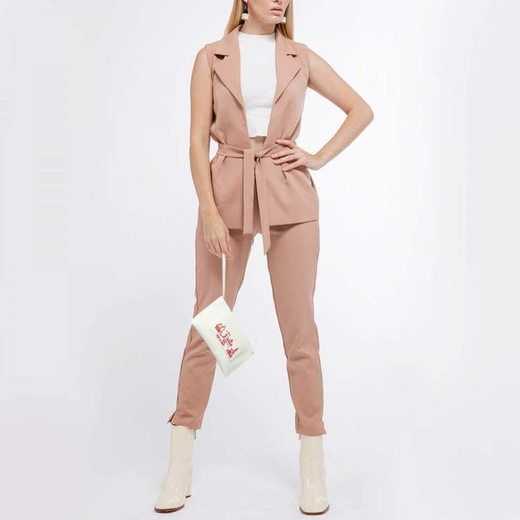 مملوكة مسبقًا Emilio Pucci White Leather Wristlet Zip Pouch