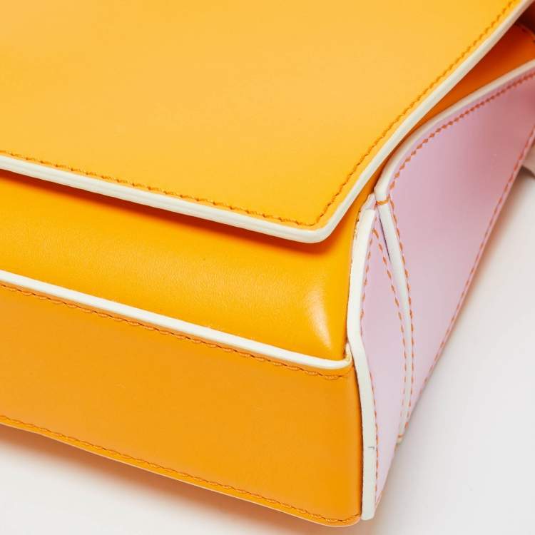 Pre Owned Emilio Pucci Orange/Pink Leather Flap Top Handle Bag