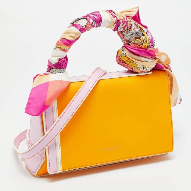Pre Owned Emilio Pucci Orange/Pink Leather Flap Top Handle Bag