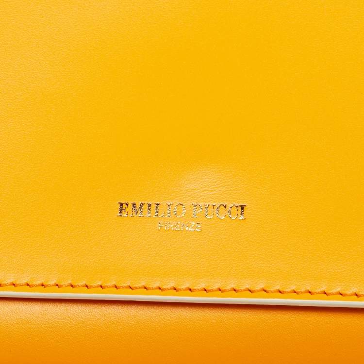 Pre Owned Emilio Pucci Orange/Pink Leather Flap Top Handle Bag
