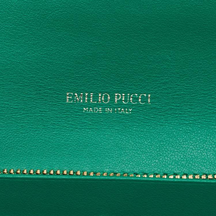 مملوكة مسبقًا محفظة بسلسلة إيملو بوتشي جلد براءة اختراع أسود مع غطاء