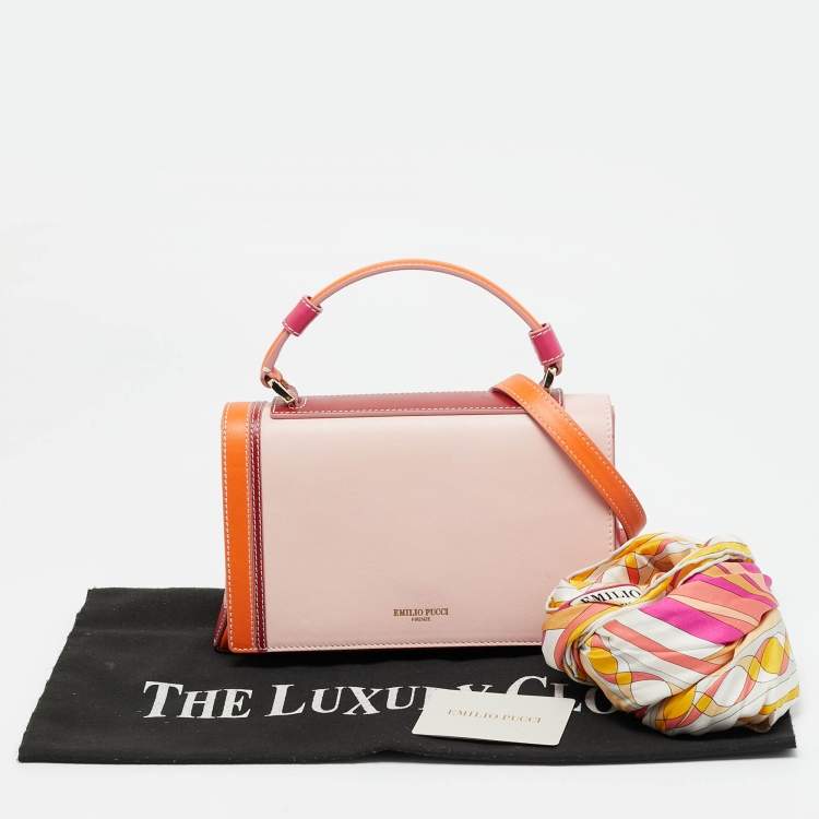 Pre Owned Emilio Pucci Pilot Mini Multicolor Leather Top Handle Bag