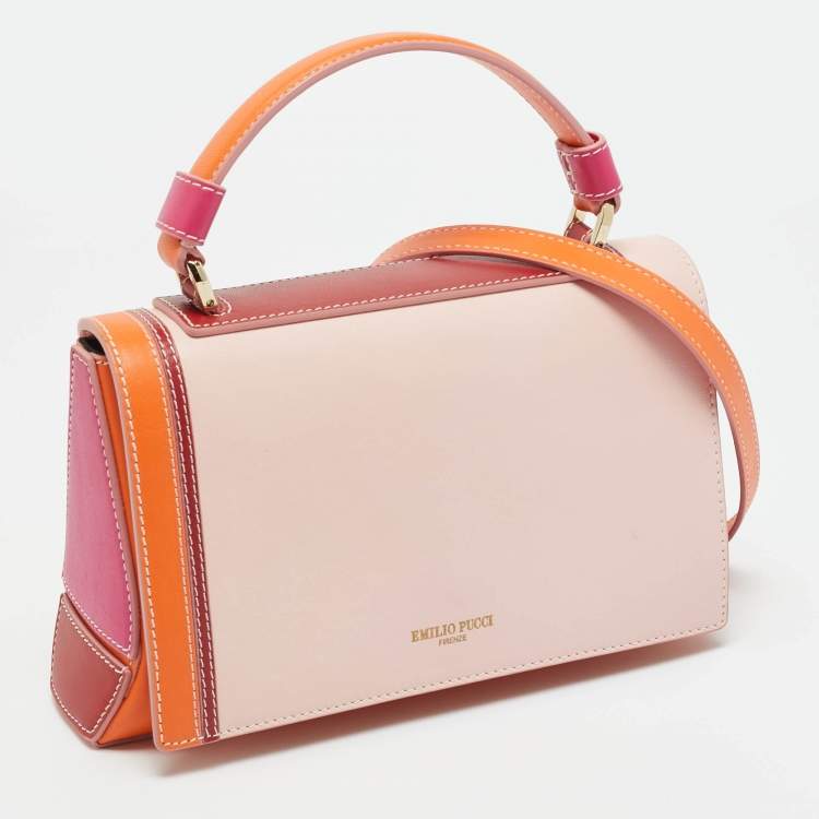 Pre Owned Emilio Pucci Pilot Mini Multicolor Leather Top Handle Bag