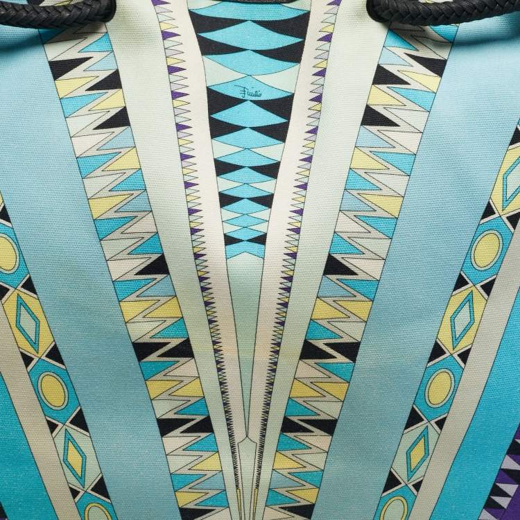 Pre Owned Emilio Pucci Multicolor Printed Canvas Beach Bag
