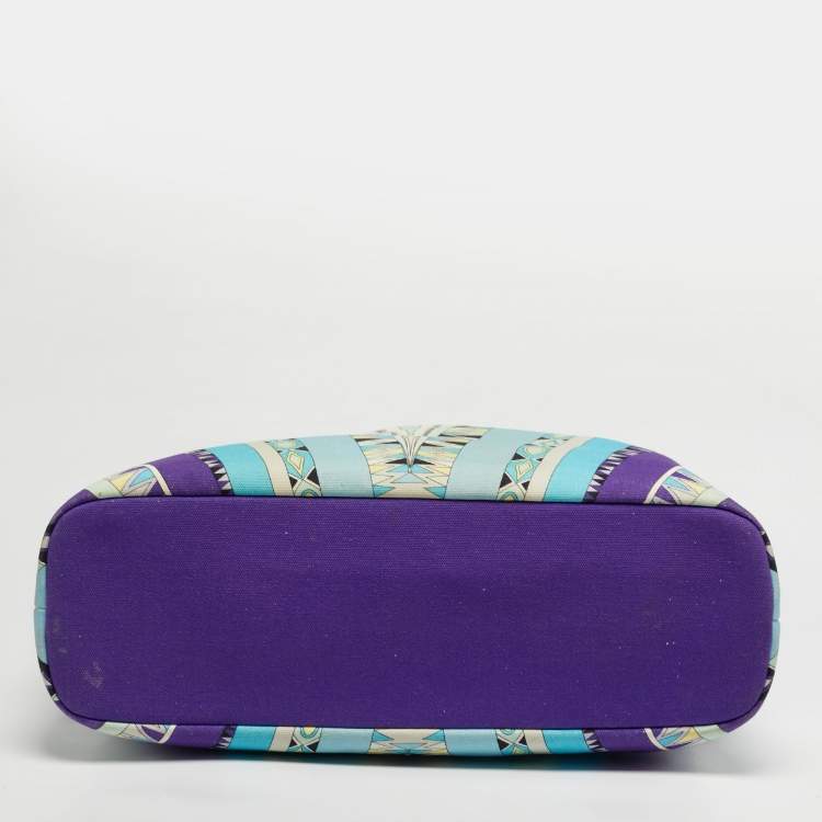 Pre Owned Emilio Pucci Multicolor Printed Canvas Beach Bag