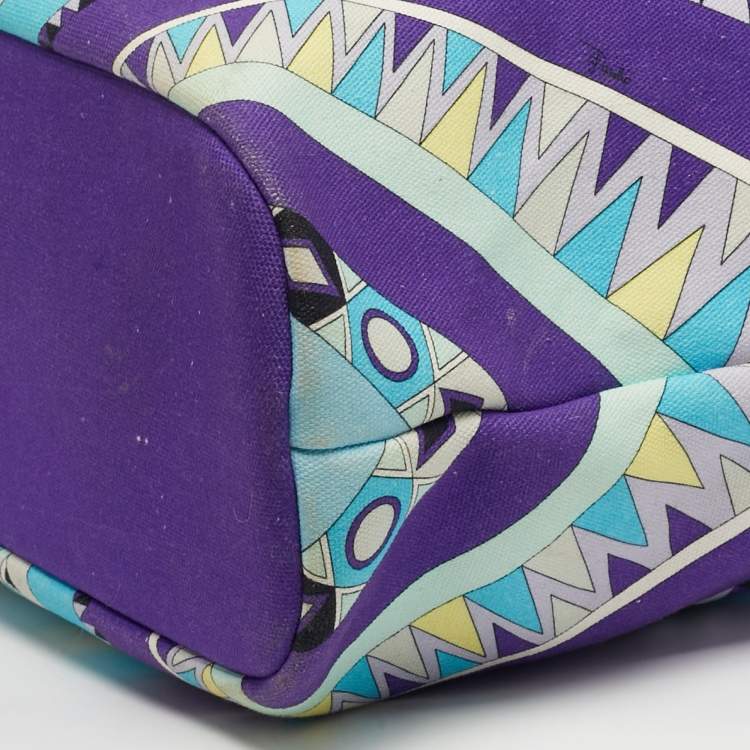 Pre Owned Emilio Pucci Multicolor Printed Canvas Beach Bag