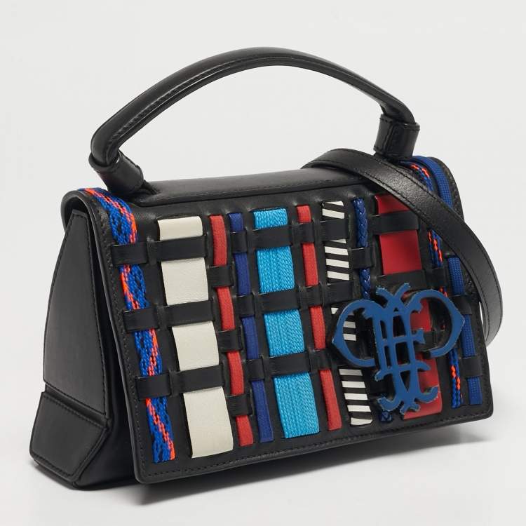 Pre Owned Emilio Pucci Multicolor Woven Fabric and Leather Top Handle Bag