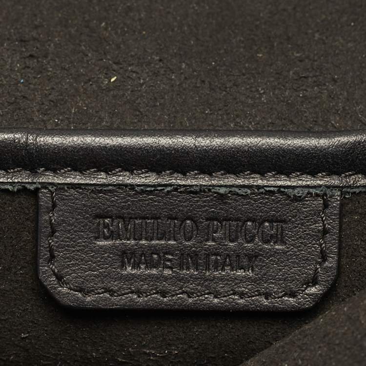 Pre Owned Emilio Pucci Multicolor Woven Fabric and Leather Top Handle Bag