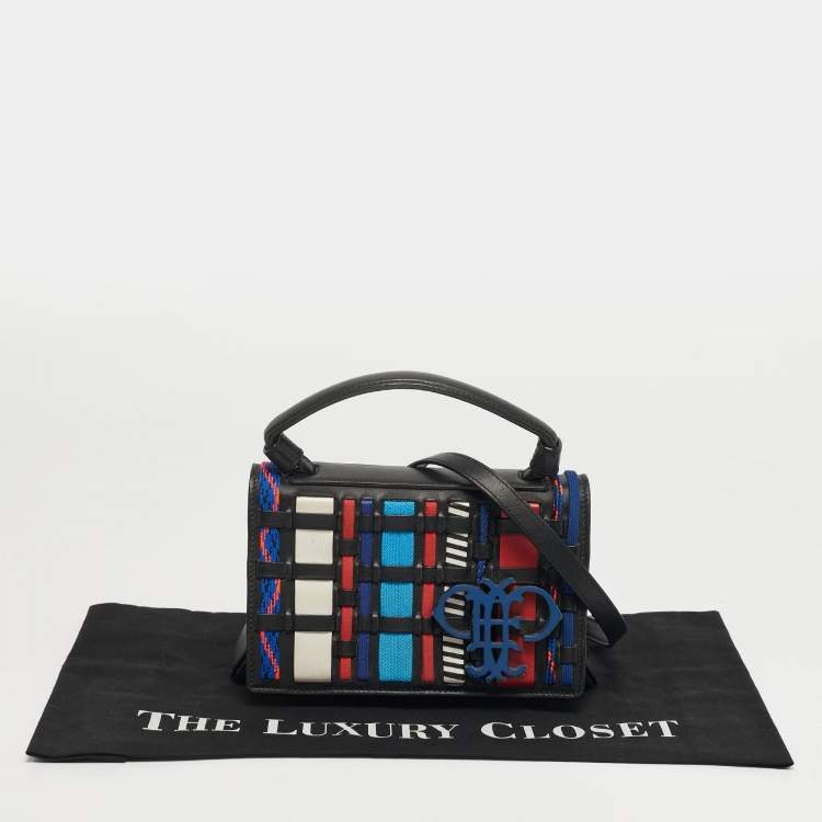 Pre Owned Emilio Pucci Multicolor Woven Fabric and Leather Top Handle Bag