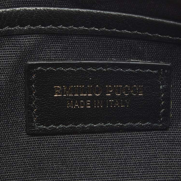 Pre Owned Emilio Pucci Off White White Glitter and Satin Wristlet Pouch