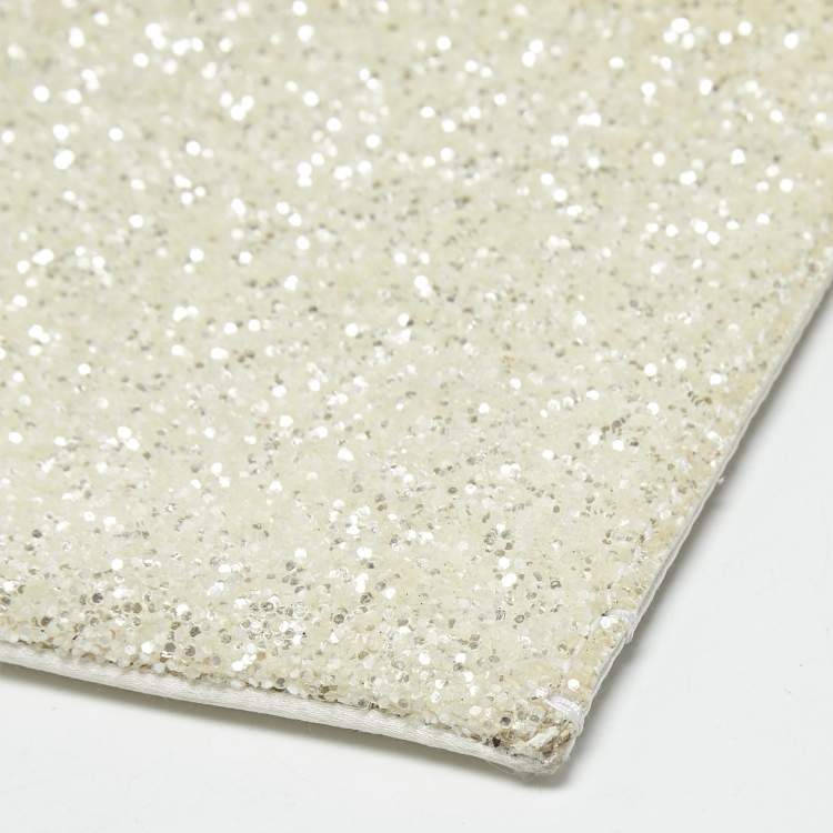 Pre Owned Emilio Pucci Off White White Glitter and Satin Wristlet Pouch