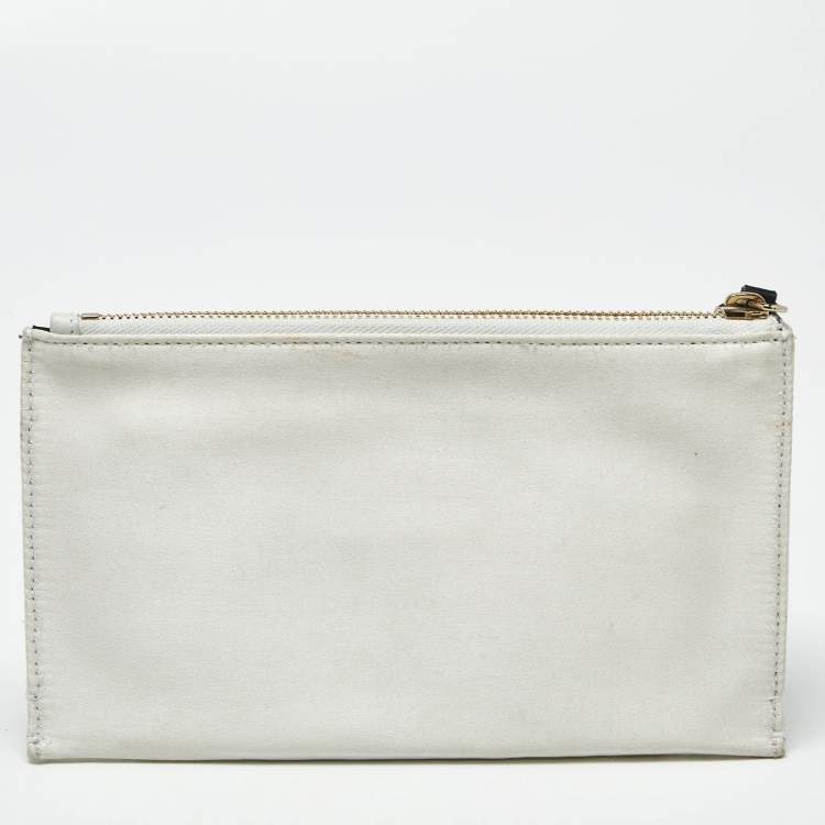 Pre Owned Emilio Pucci Off White White Glitter and Satin Wristlet Pouch
