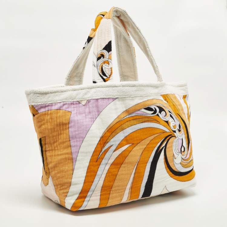 Pre Owned Emilio Pucci Multicolor Printed Terrycloth Beach Bag 