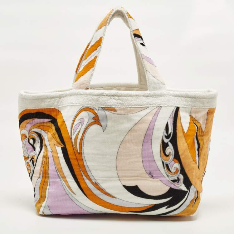 Pre Owned Emilio Pucci Multicolor Printed Terrycloth Beach Bag 