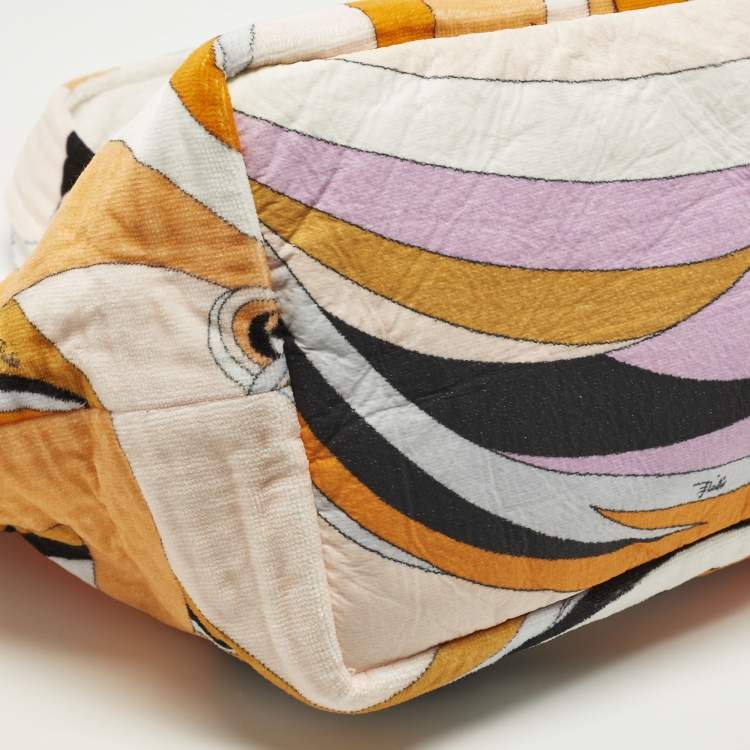 Pre Owned Emilio Pucci Multicolor Printed Terrycloth Beach Bag 
