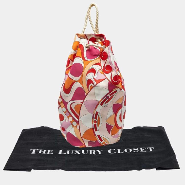 Pre Owned Emilio Pucci Rope Multicolor Printed Fabric Drawstring Backpack