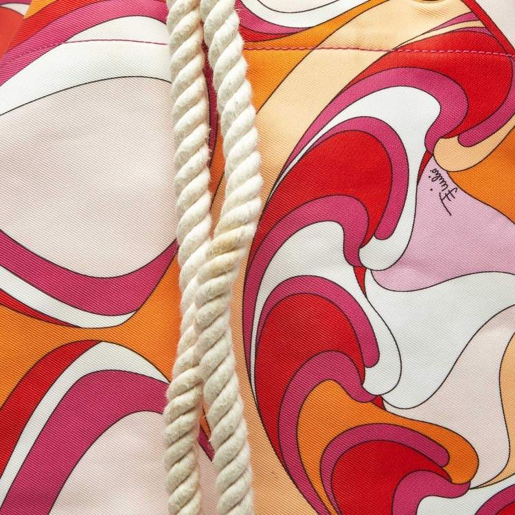 Pre Owned Emilio Pucci Rope Multicolor Printed Fabric Drawstring Backpack