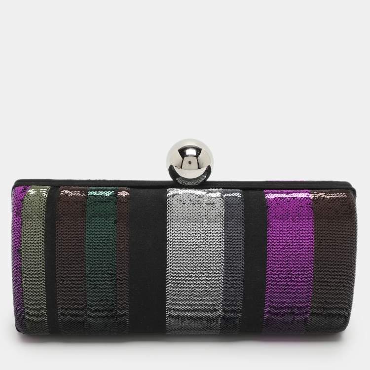 مملوكة مسبقًا Emilio Pucci Multicolor Stripe Satin and Sequins Clutch
