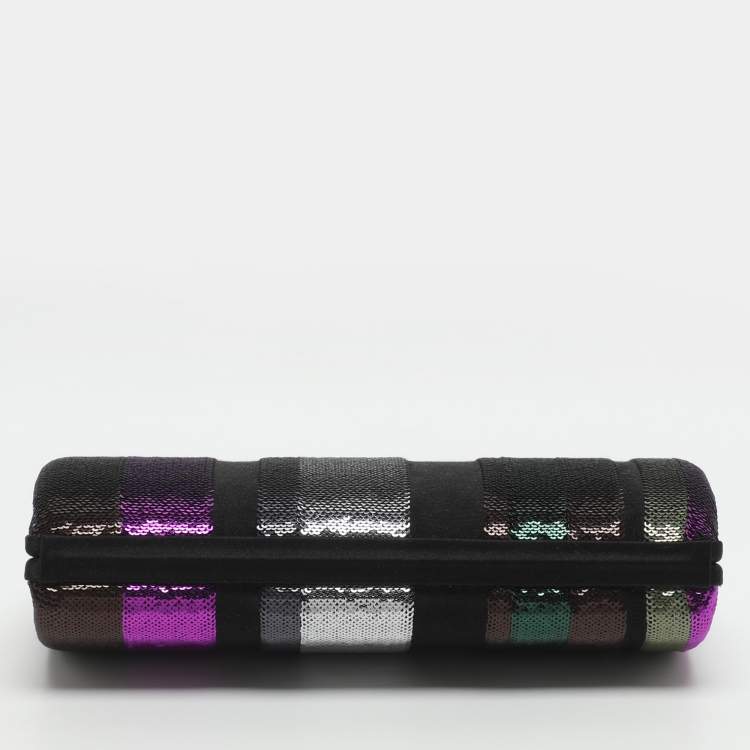 مملوكة مسبقًا Emilio Pucci Multicolor Stripe Satin and Sequins Clutch