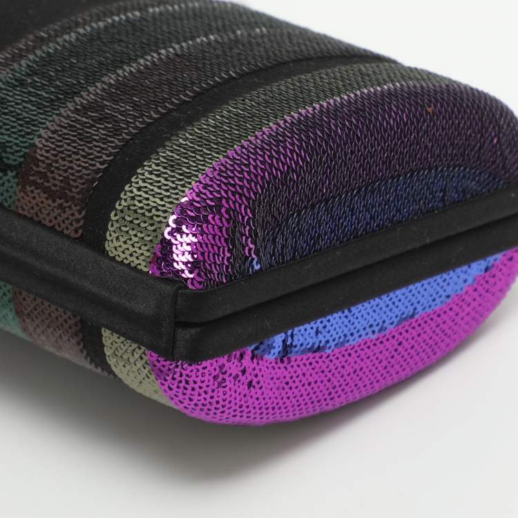 مملوكة مسبقًا Emilio Pucci Multicolor Stripe Satin and Sequins Clutch