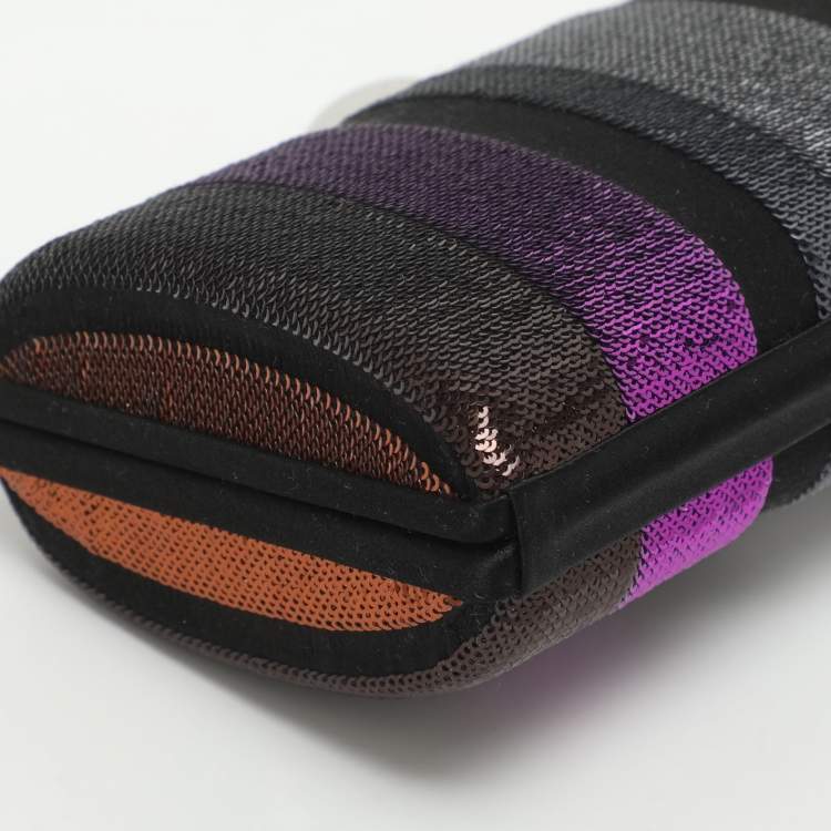 مملوكة مسبقًا Emilio Pucci Multicolor Stripe Satin and Sequins Clutch