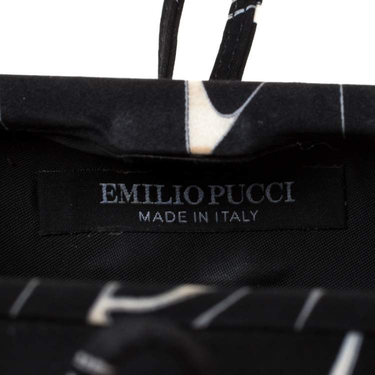 Pre Owned Emilio Pucci Black/White Satin Clutch