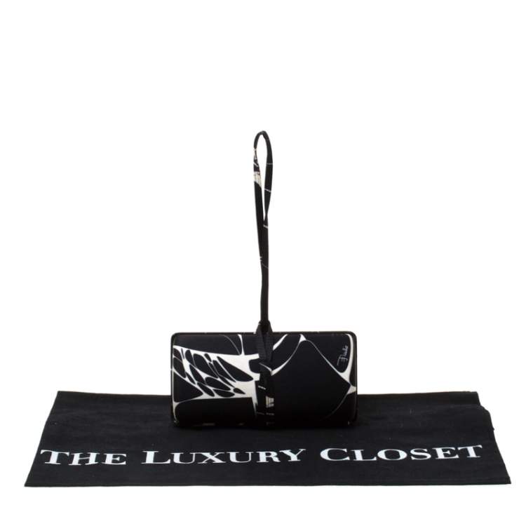 Pre Owned Emilio Pucci Black/White Satin Clutch