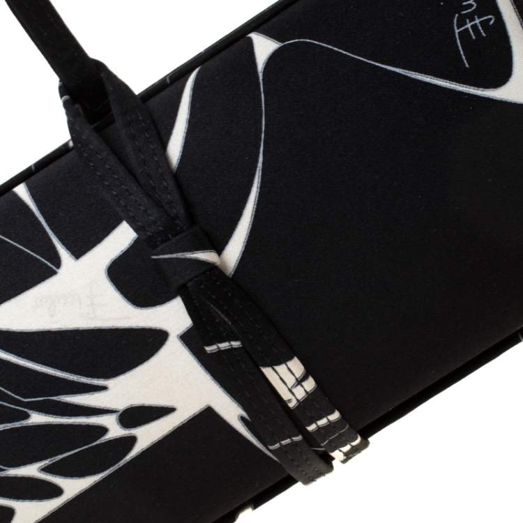 Pre Owned Emilio Pucci Black/White Satin Clutch